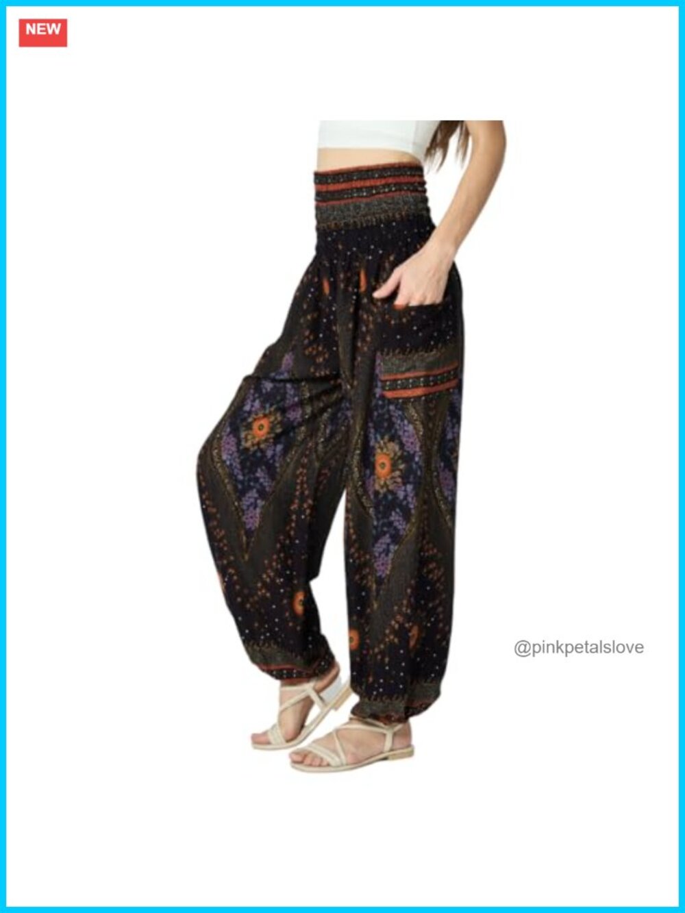 High-Waisted Boho Harem Yoga Pants with Pockets